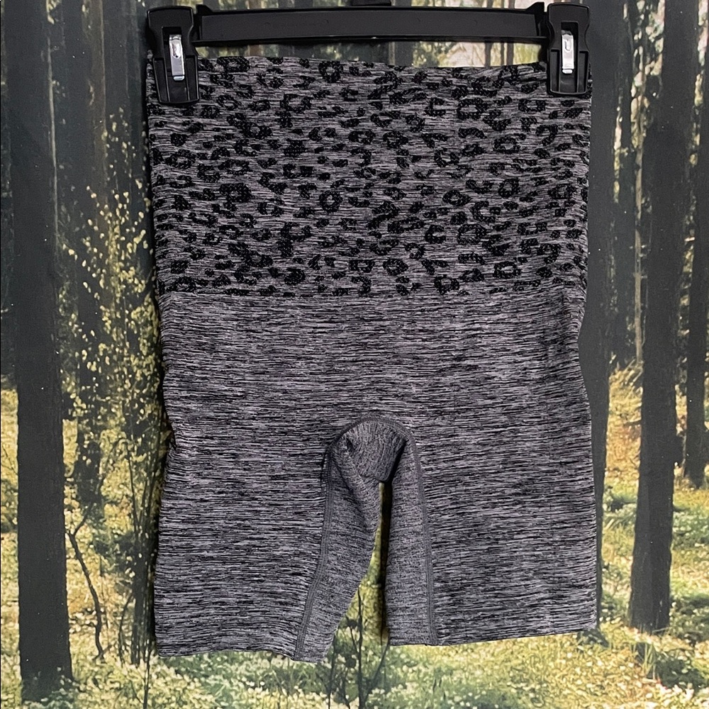 bebe Gray Leopard Print Athletic Shorts
